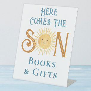 Here Comes The Son Books And Gifts Baby Shower  Pedestal Sign