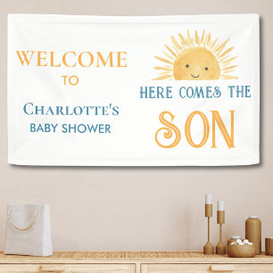 Here Comes The Son Boy Baby Shower Banner