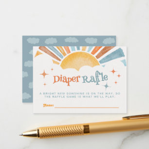 Here Comes the Son Boy Baby Shower Diaper Raffle Enclosure Card