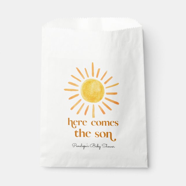 Here Comes the Son Boy Baby Shower Favour Bag (Front)