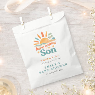 Here Comes The Son Boy Baby Shower Guest Thank You Favour Bag