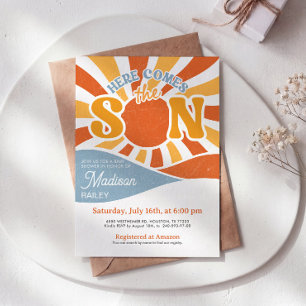 Here Comes the Son Boy Baby Shower Invit Invitation