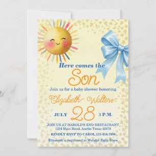 Here Comes the Son Boy Baby Shower Invitation