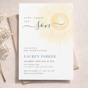 Here Comes The Son Boy Baby Shower Invitation