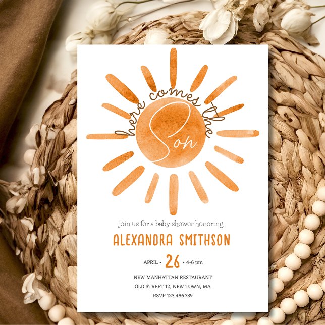 Here comes the son boy Baby shower Invitation (Creator Uploaded)