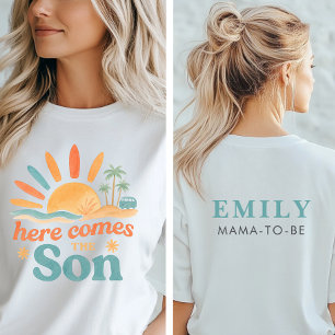 Here Comes The Son Boy Baby Shower Mummy To Be T-Shirt