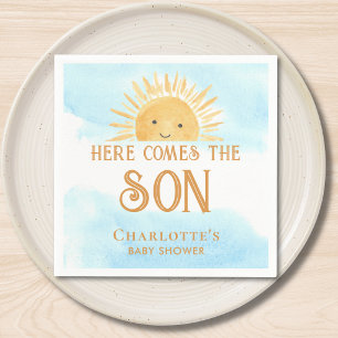 Here Comes The Son Boy Baby Shower Napkin