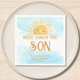 Here Comes The Son Boy Baby Shower Napkin