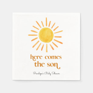 Here Comes the Son Boy Baby Shower Napkin