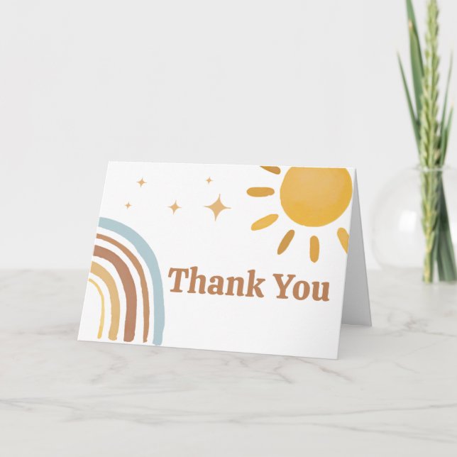 Here Comes the Son Boy Baby Shower  Thank You Card (Front)