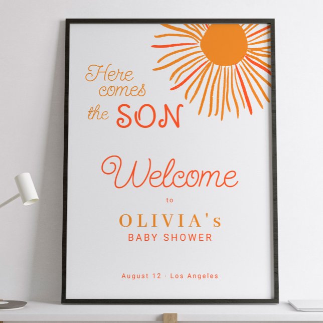 Here comes the son boy baby shower welcome poster (Creator Uploaded)