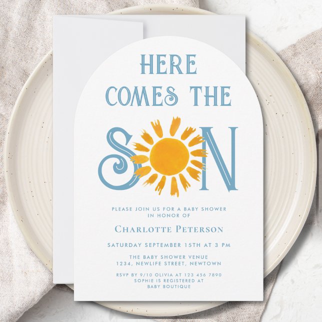 Here Comes The Son Boy's Baby Shower Arch Invitation (Creator Uploaded)