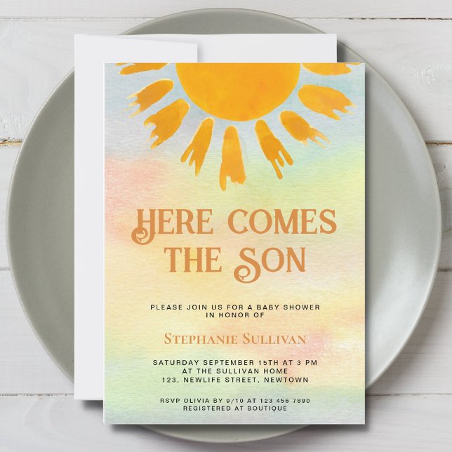 Here Comes the Son Boys Baby Shower Invitation (Creator Uploaded)