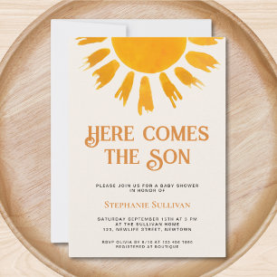 Here Comes the Son Boys Baby Shower Invitation