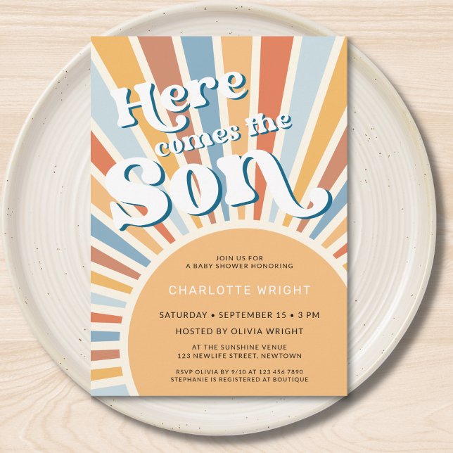 Here Comes The Son Boy's Baby Shower Invitation (Creator Uploaded)