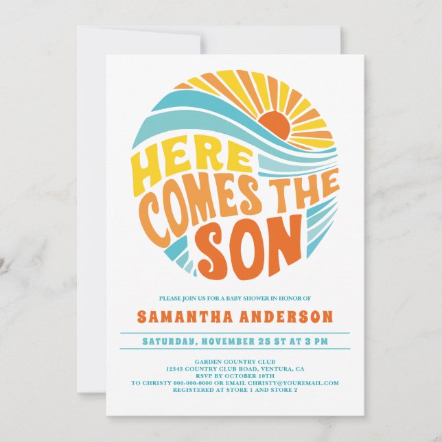 Here Comes the Son Bright Baby Shower Invitation (Front)