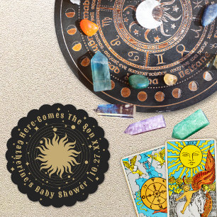 Here Comes The Son Celestial Baby Shower Paper Coaster