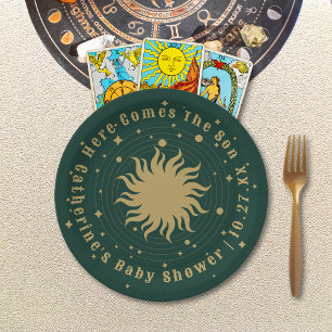 Here Comes The Son   Celestial Baby Shower Paper Plate