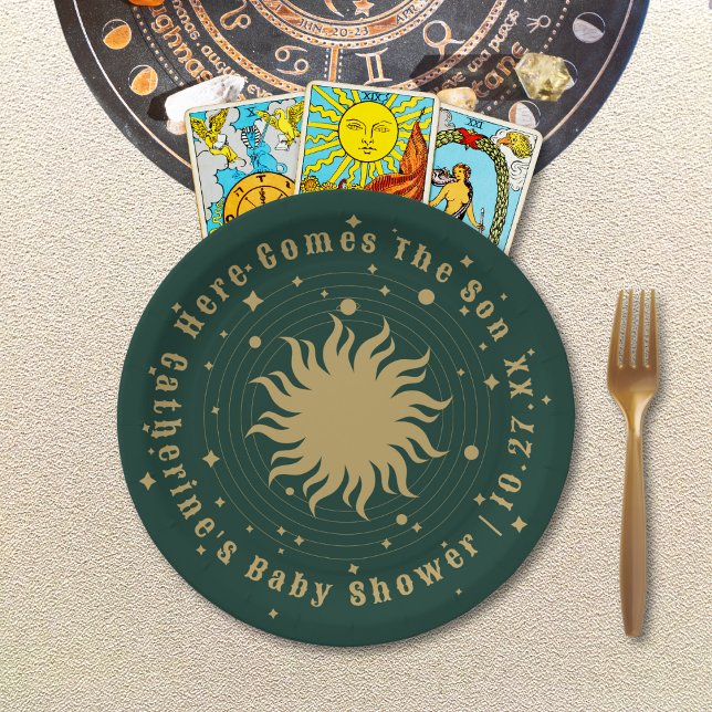 Here Comes The Son | Celestial Baby Shower Paper Plate (Creator Uploaded)
