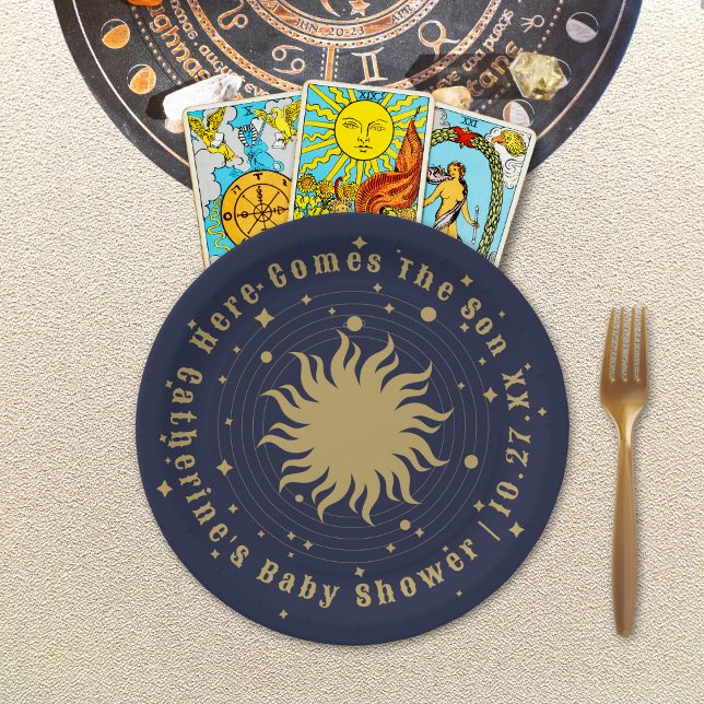Here Comes The Son | Celestial Baby Shower Paper Plate (Creator Uploaded)