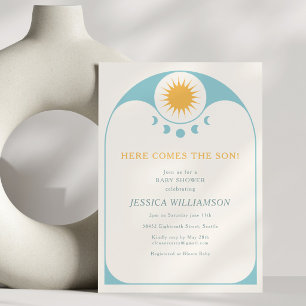 Here Comes the Son Celestial Retro Baby Shower Invitation