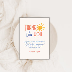 Here Comes The Son Colourful Retro Sun Baby Shower Thank You Card
