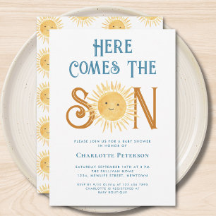 Here Comes The Son Cute Baby Shower  Invitation