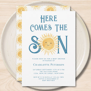 Here Comes The Son Cute Boy's Baby Shower  Invitation