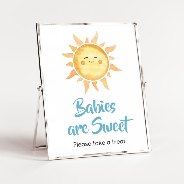 Here Comes the Son Cute Sun Babies are Sweet Poster (Sunshine Here Comes the Son Baby Shower Babies are Sweet Sign)