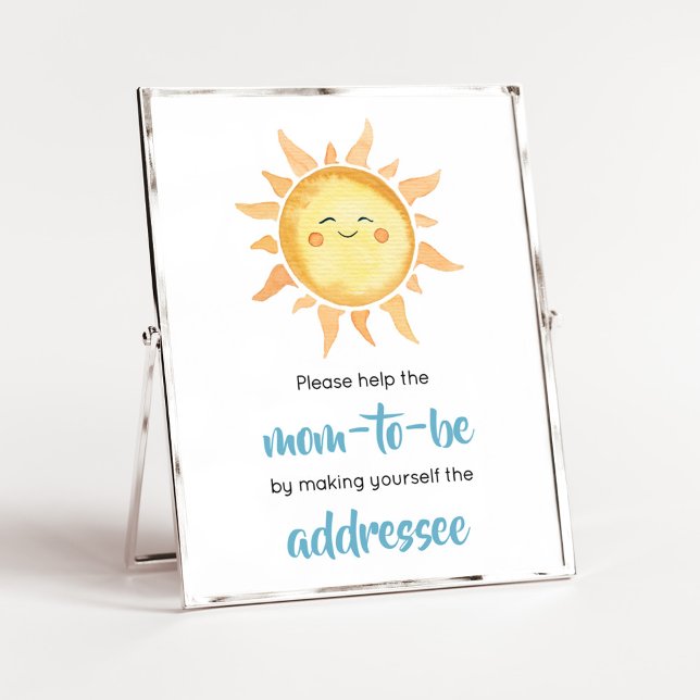 Here Comes the Son Cute Sun Envelope Station Poster (Sunshine Here Comes the Son Baby Shower Envelope Station Sign)