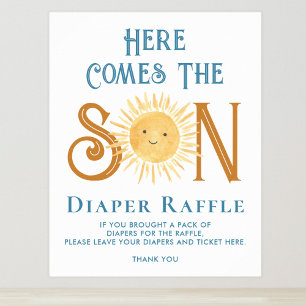 Here Comes The Son Diaper Raffle Baby Shower Sign