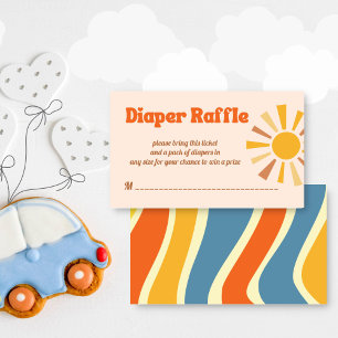 Here comes the son groovy retro diaper raffle enclosure card