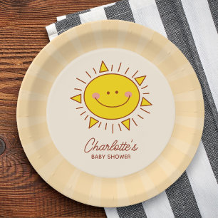 Here Comes The Son Little Sunshine Boy Baby Shower Paper Plate