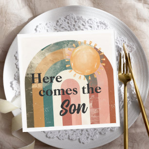 Here Comes the Son Masculine Rainbow Baby Shower Napkin