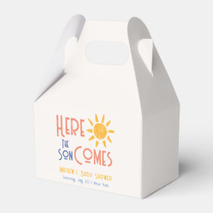 Here Comes The Son Minimal Retro Sun Baby Shower Favour Box