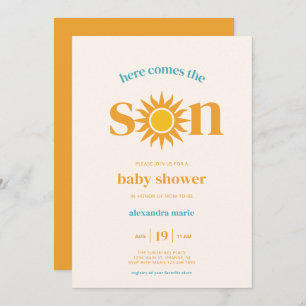 Here Comes the Son Modern Sunshine Baby Shower Invitation