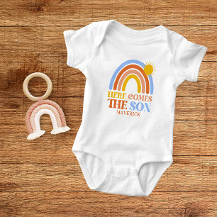 Here Comes The Son Rainbow Boy  Baby Bodysuit