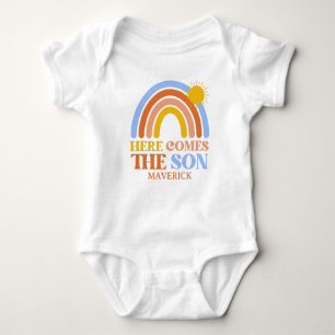 Here Comes The Son Rainbow Boy  Baby Bodysuit