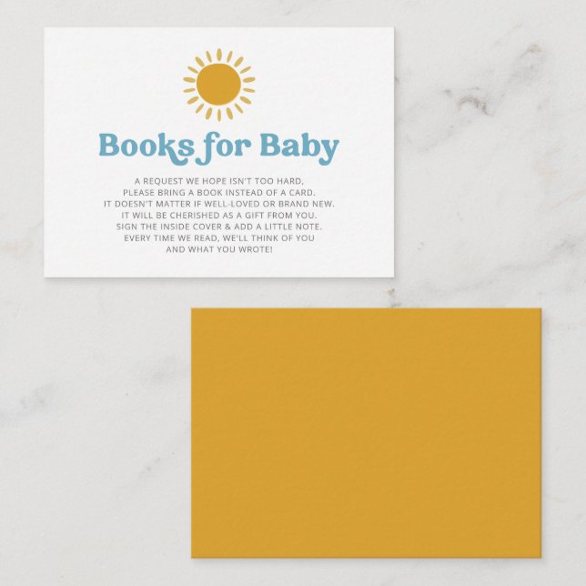 Here comes the son retro Baby Shower book request Enclosure Card (Front/Back)