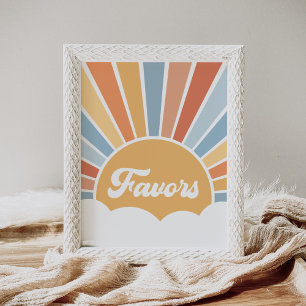 Here Comes the Son Retro Baby Shower Favours Sign