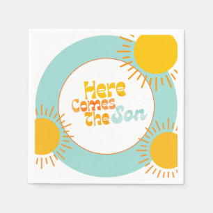 Here Comes the Son retro baby shower Napkin