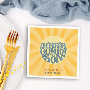 Here Comes the Son Retro Baby Shower Napkin