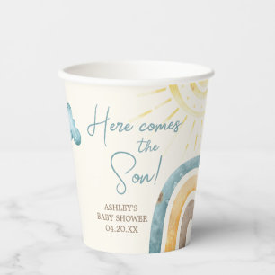 Here Comes The Son Retro Baby Shower Paper Cups