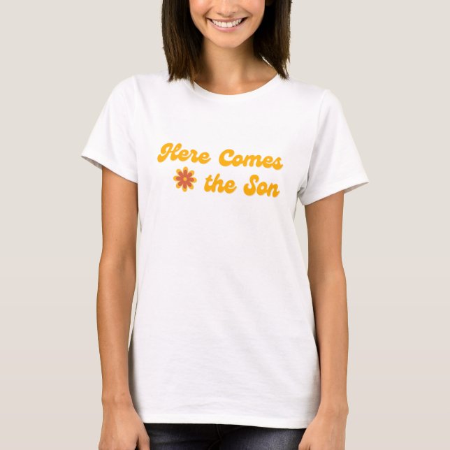 Here Comes the Son Retro Baby Shower  T-Shirt (Front)