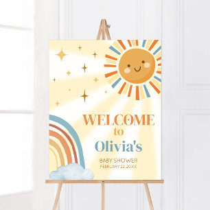 Here Comes the Son Retro Baby Shower Welcome Poster