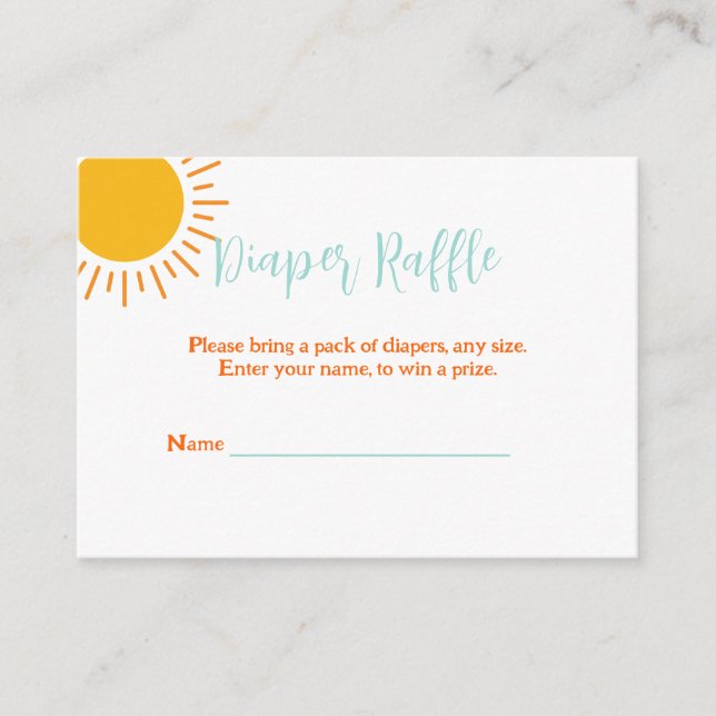 Here Comes the Son retro Diaper Raffle Enclosure Card (Front)