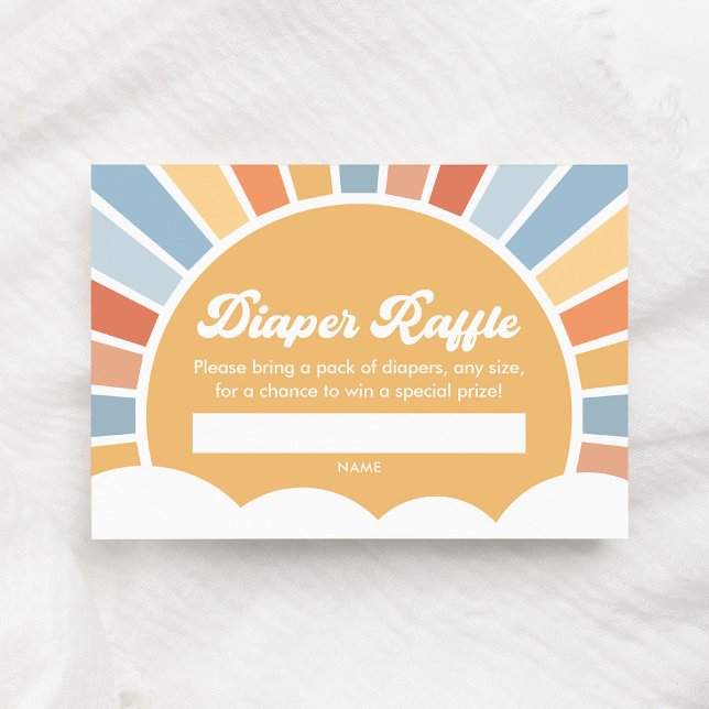 Here Comes the Son Retro Diaper Raffle Ticket Enclosure Card (Creator Uploaded)