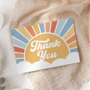 Here Comes the Son Retro Sunshine Boy Baby Shower Thank You Card