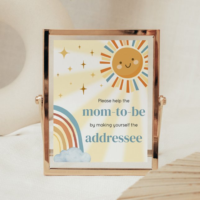 Here Comes the Son Retro Sunshine Envelope Station Poster (Retro Here Comes the Son Baby Shower Envelope Station Sign)