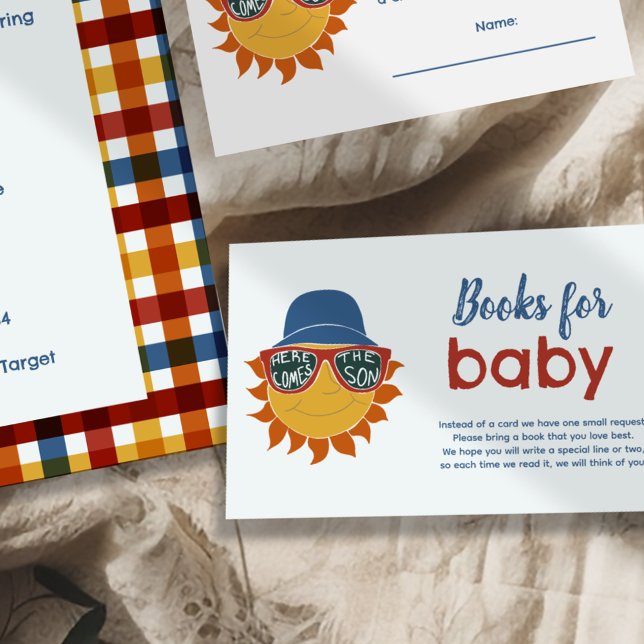 Here Comes the Son Shower Books for Baby Enclosure Card (Creator Uploaded)